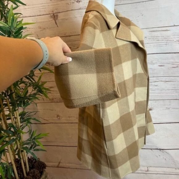 THEORY Double-Faced Check Overlay Wool Pea Coat NWT - Picture 11 of 14